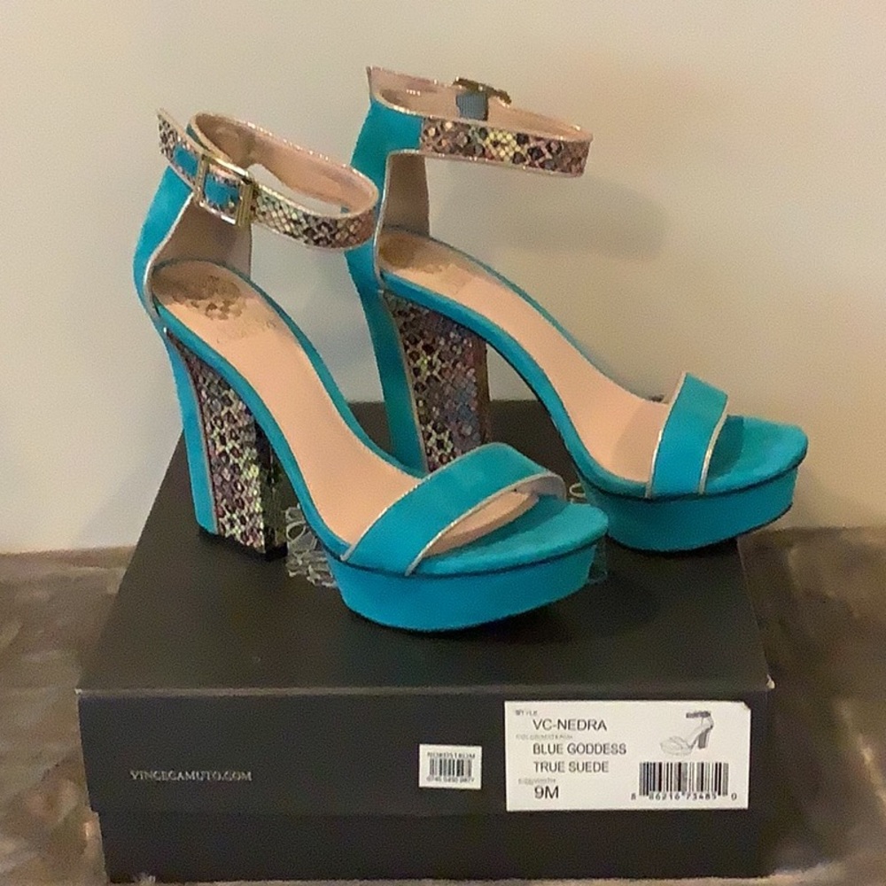 Vince Camuto Blue High Heel Platform Sandals